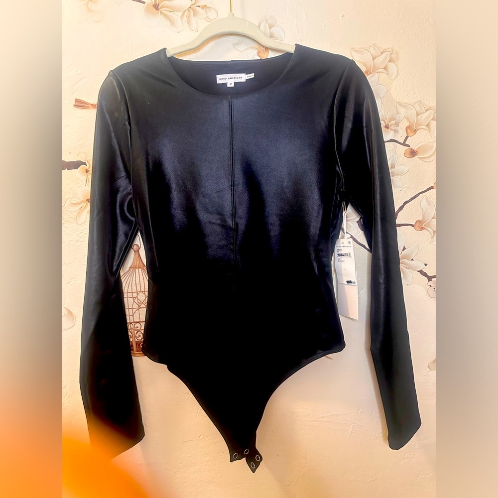 Good American Faux Leather Bodysuit